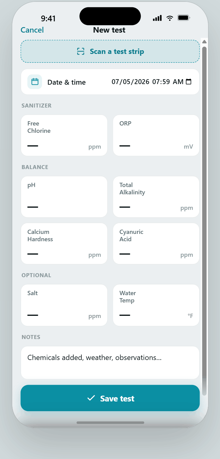 Log a test screen with large numeric input tiles